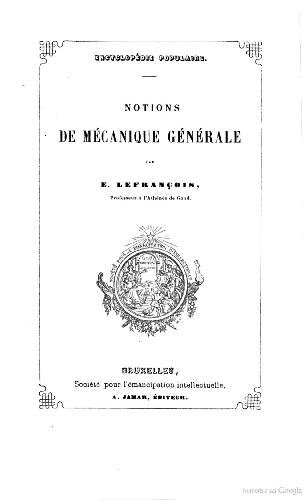 Cover für Notions de mécanique générale