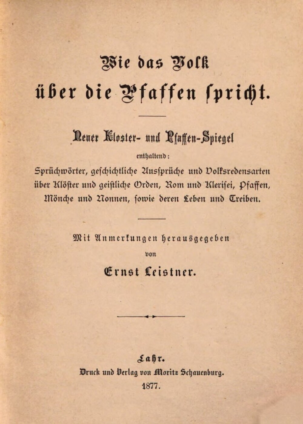 Cover für Wie das Volk über die Pfaffen spricht