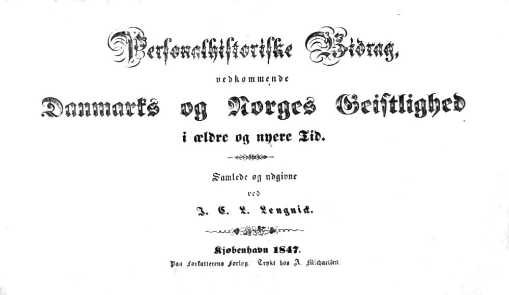 Cover für Personalhistoriske bidrag, vedkommende Danmarks og Norges geistlighed i aeldre og nyere tid