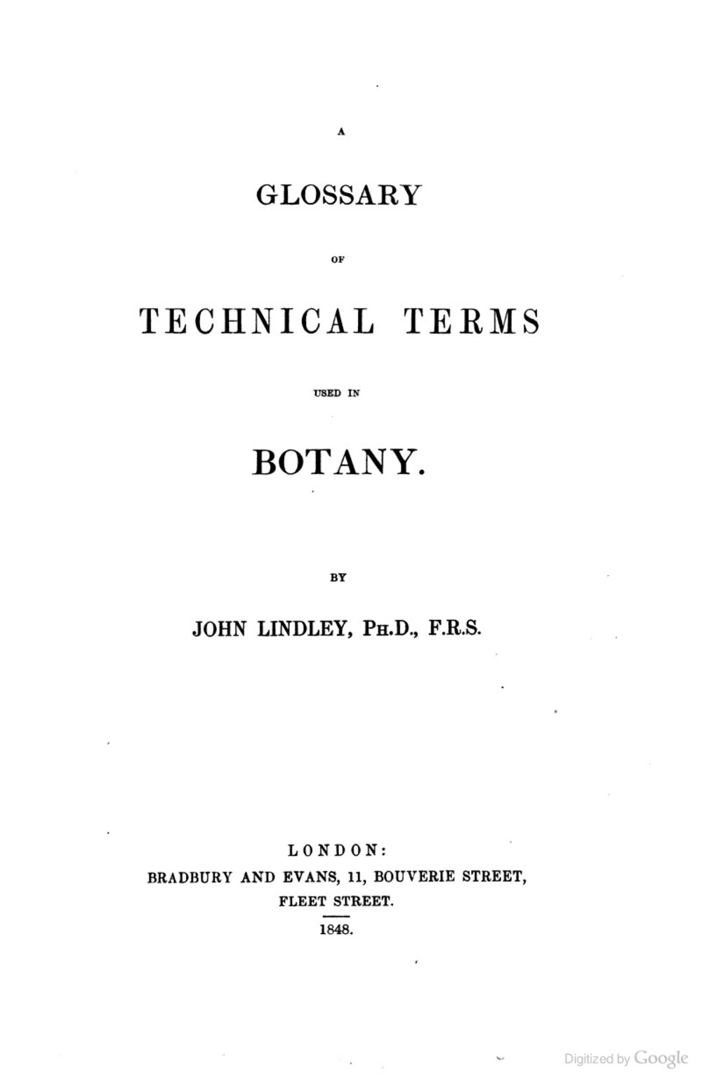 Cover für A glossary of technical terms used in botany