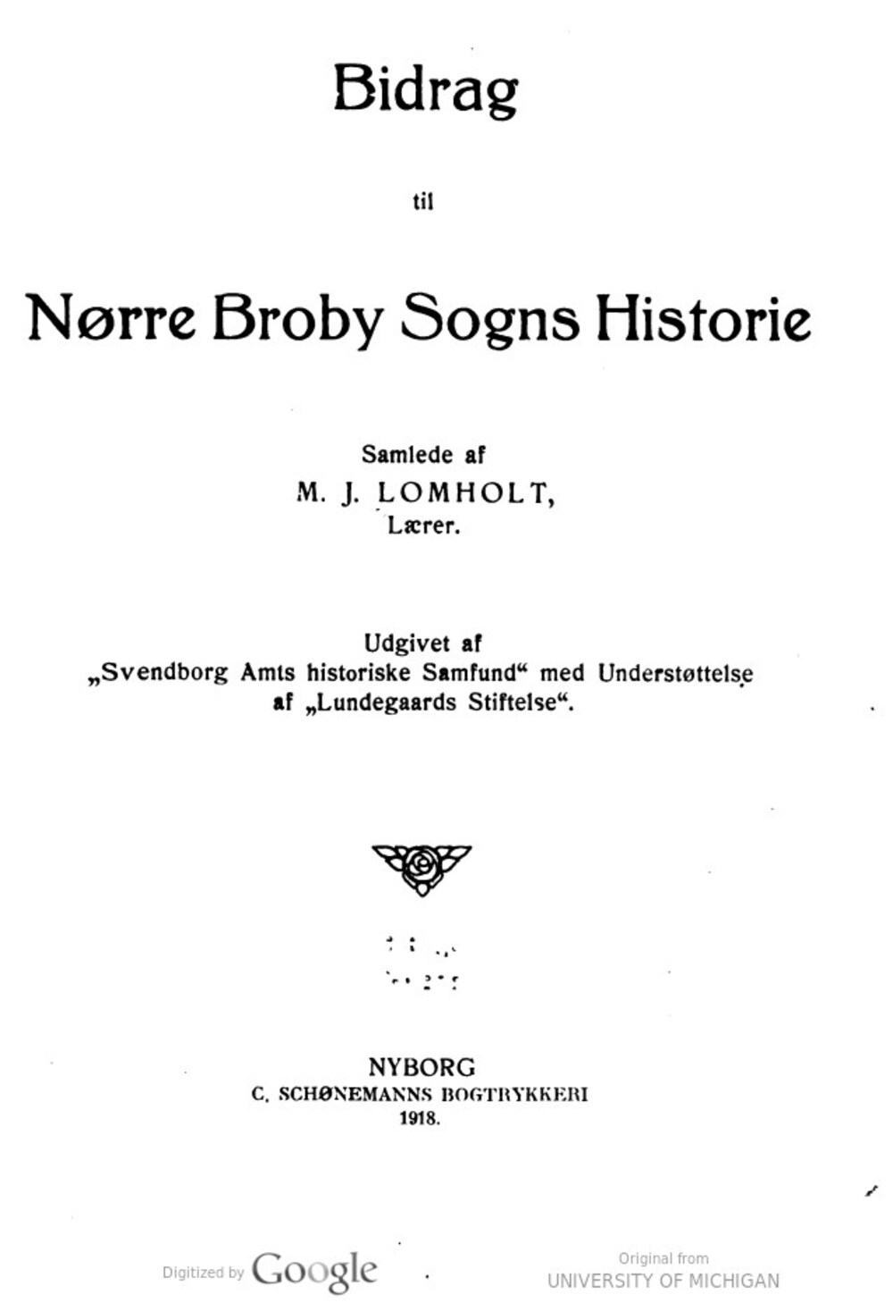 Cover für Bidrag til Nørre Broby sogns historie