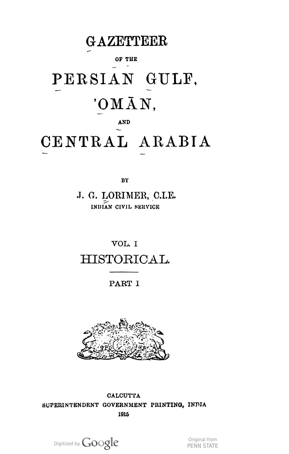 Cover für Gazetteer of the Persian Gulf