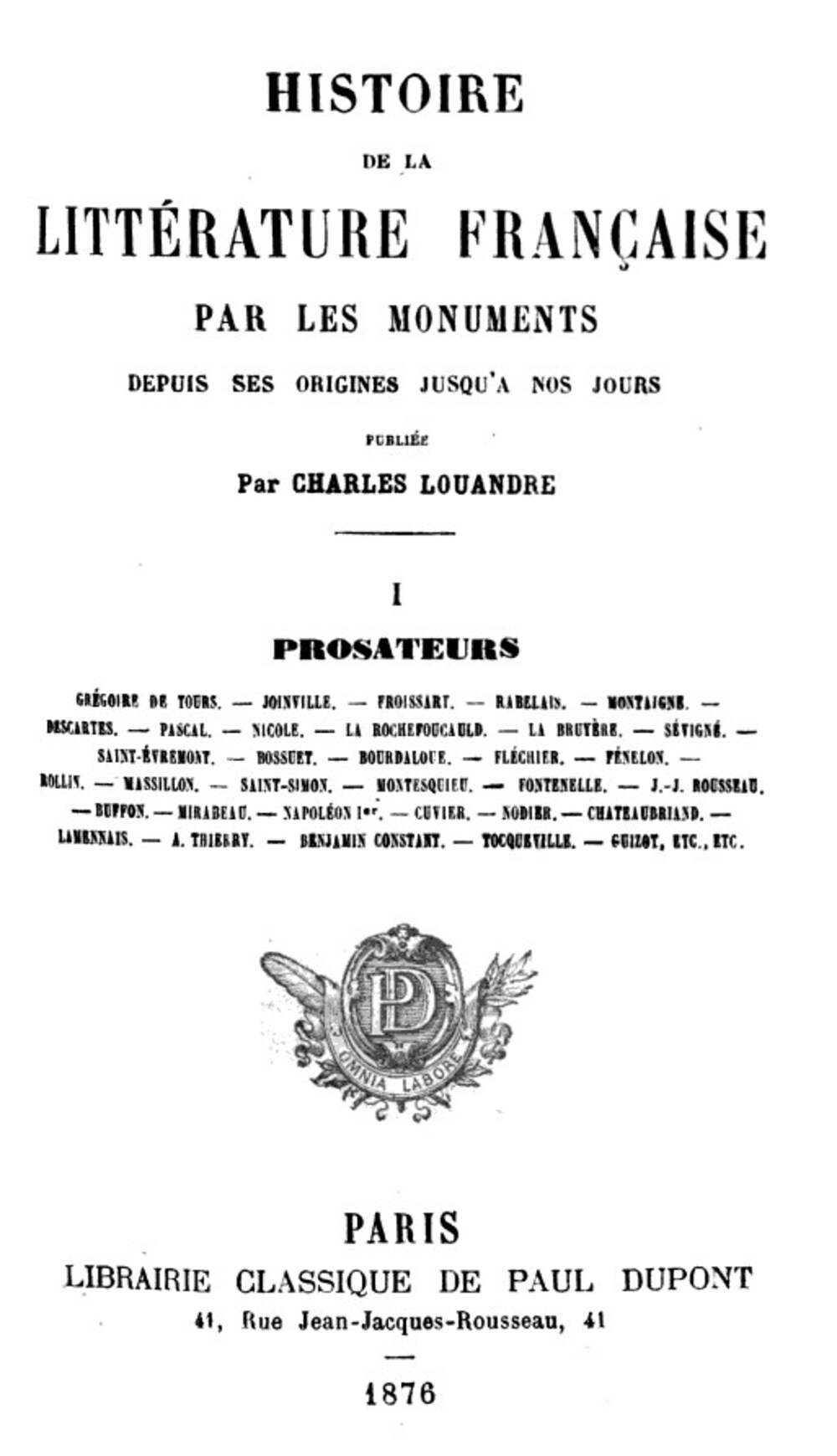 Cover für Histoire de la littérature française par les monuments