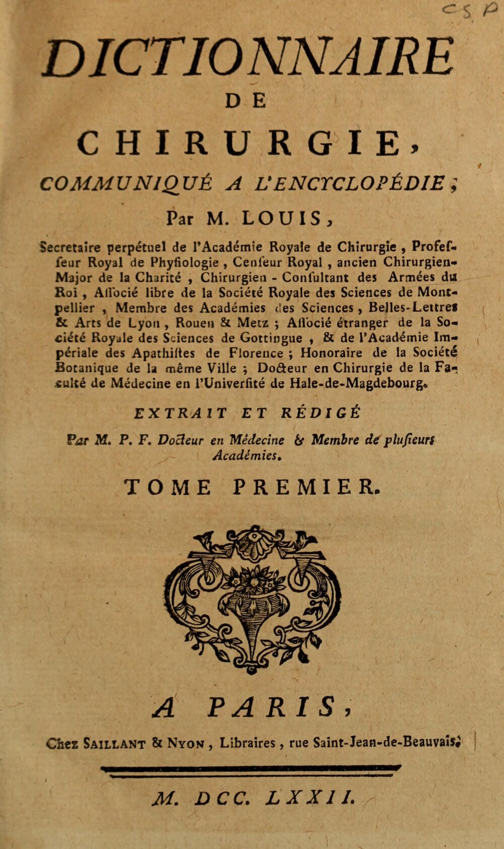 Cover für Dictionnaire de chirurgie