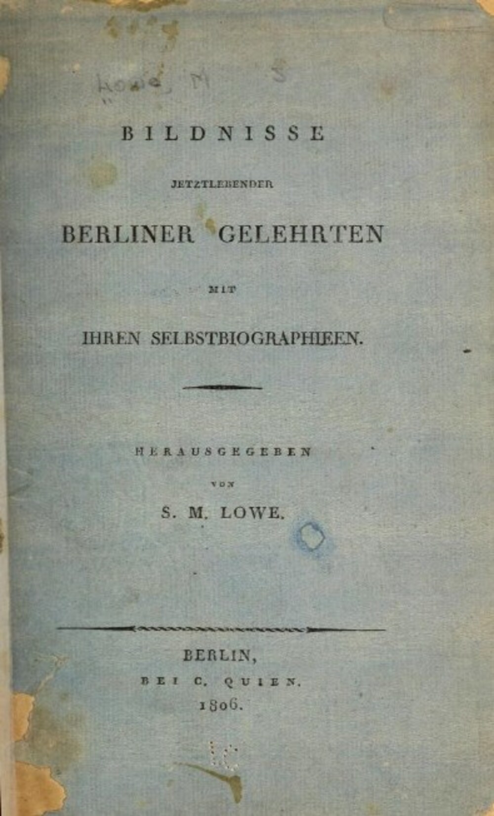 Cover für Bildnisse jetztlebender Berliner Gelehrten
