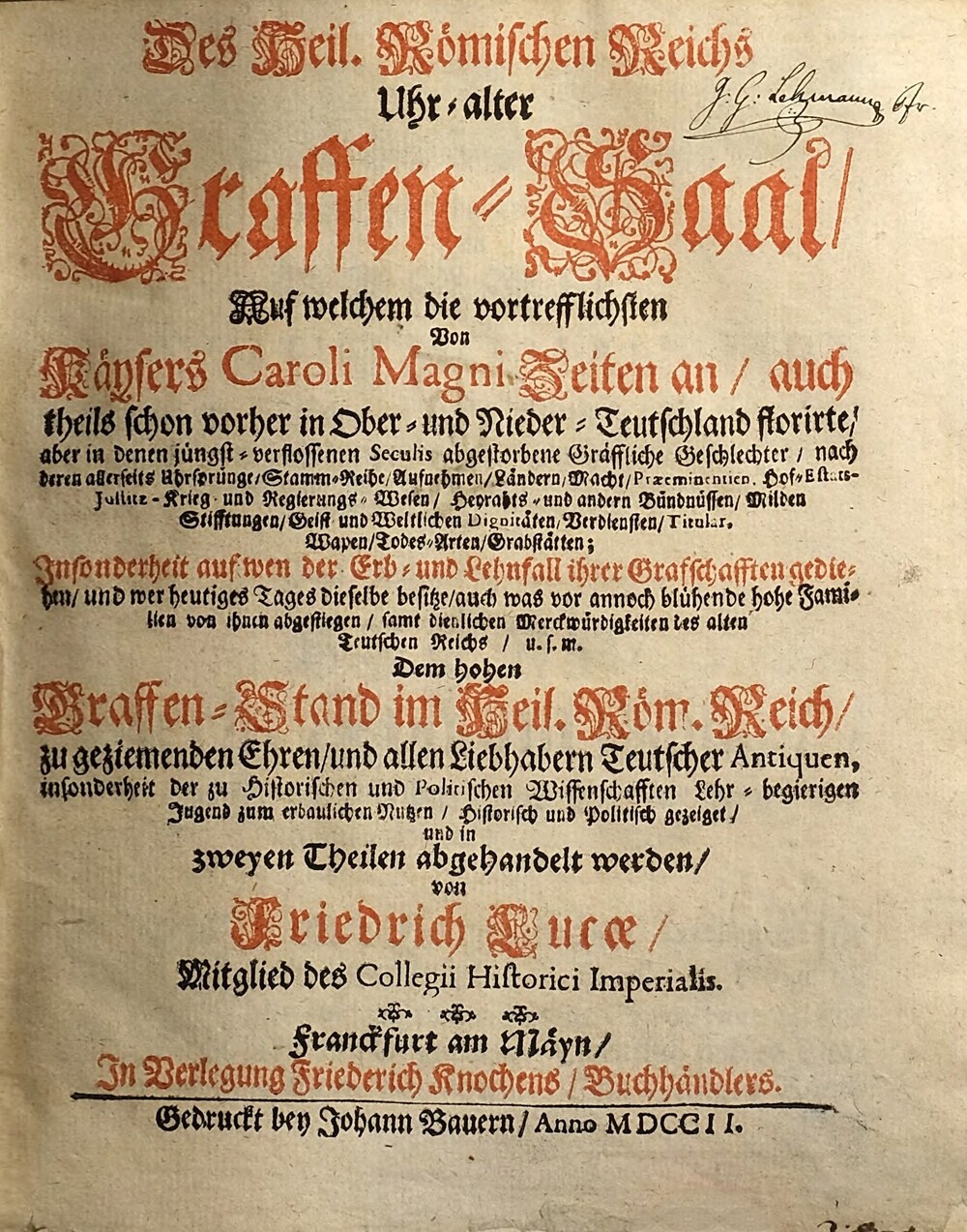 Cover für Des Heil. Römischen Reichs Uhr-alter Graffen-Saal
