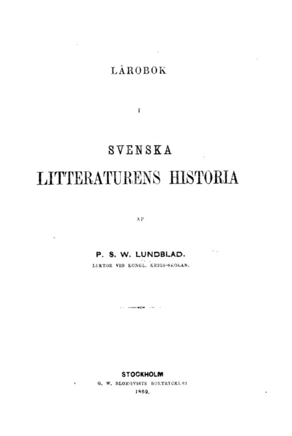 Cover für Lärobok i svenska litteraturens historia