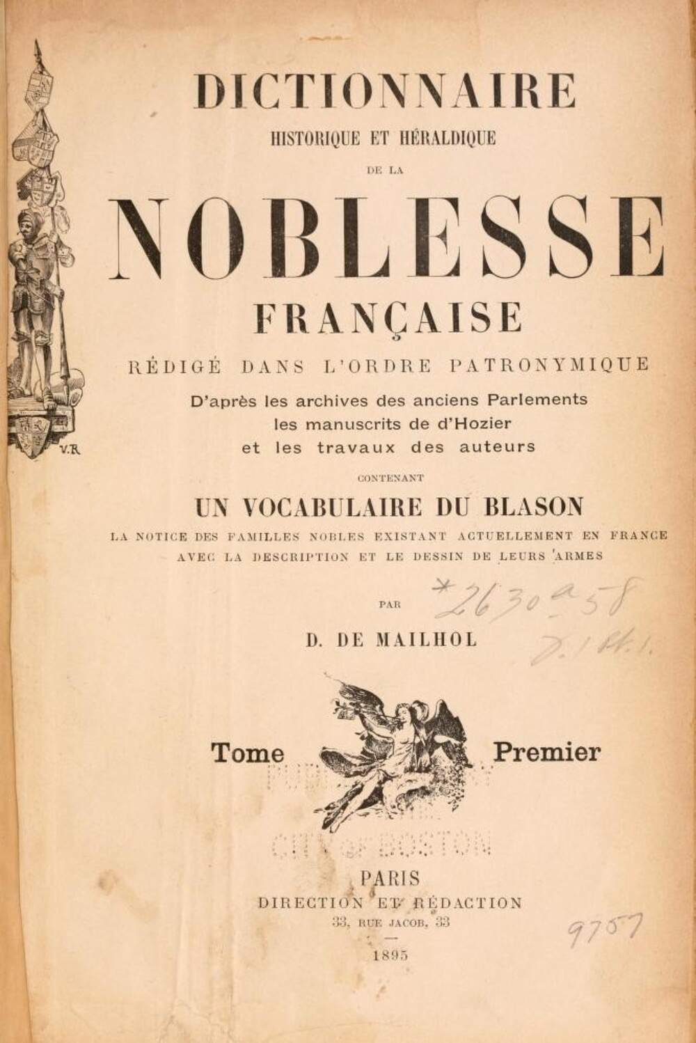 Cover für Dictionnaire historique et héraldique de la noblesse française