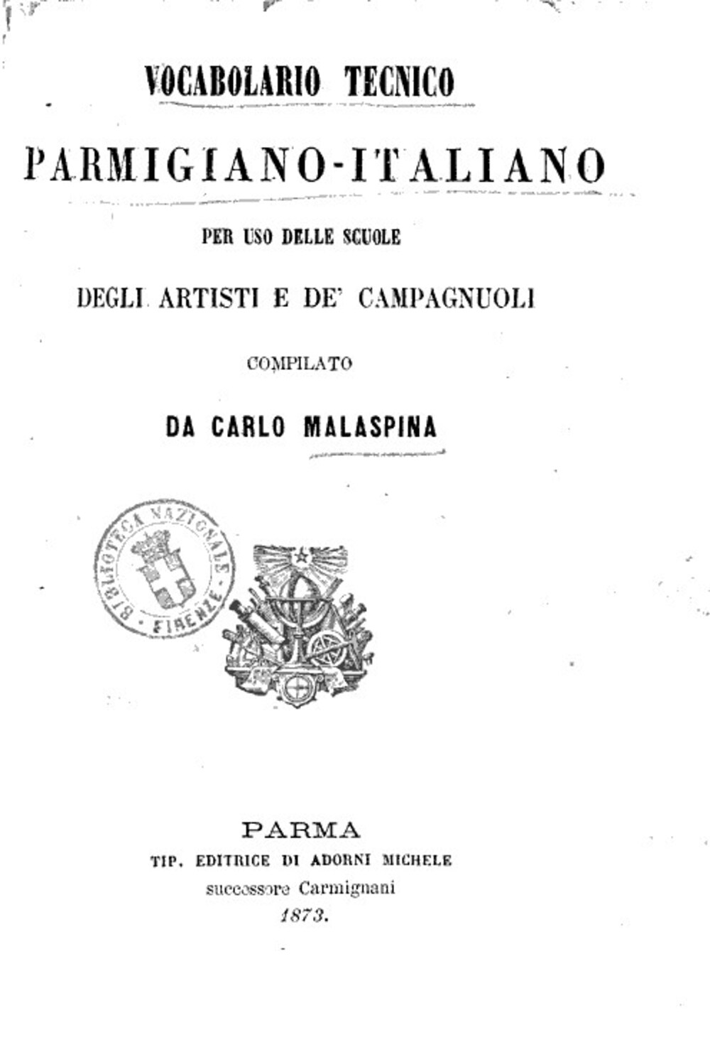 Cover für Vocabolario tecnico parmigiano-italiano