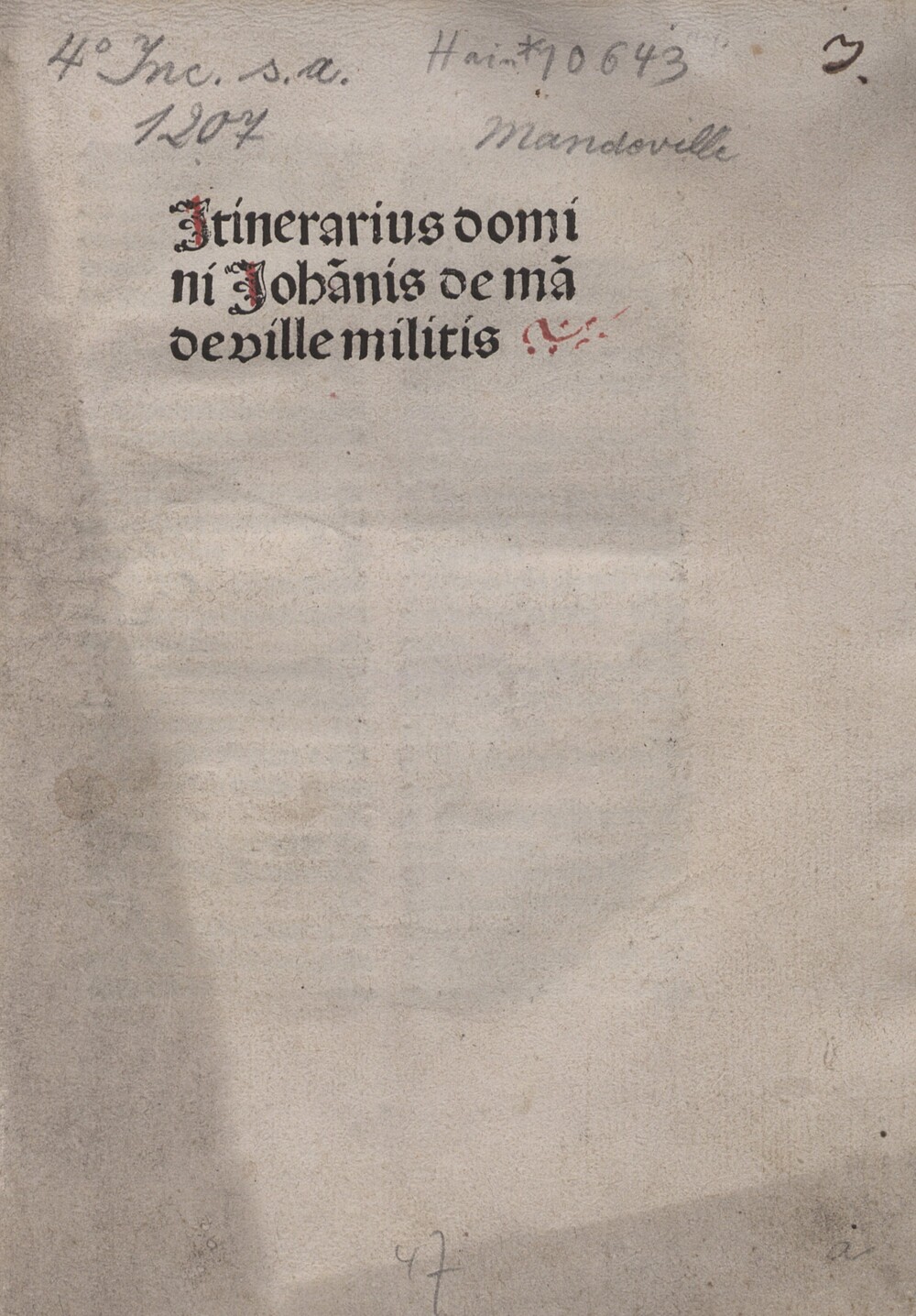 Cover für Itinerarius domini Johannes de Mandeville militis