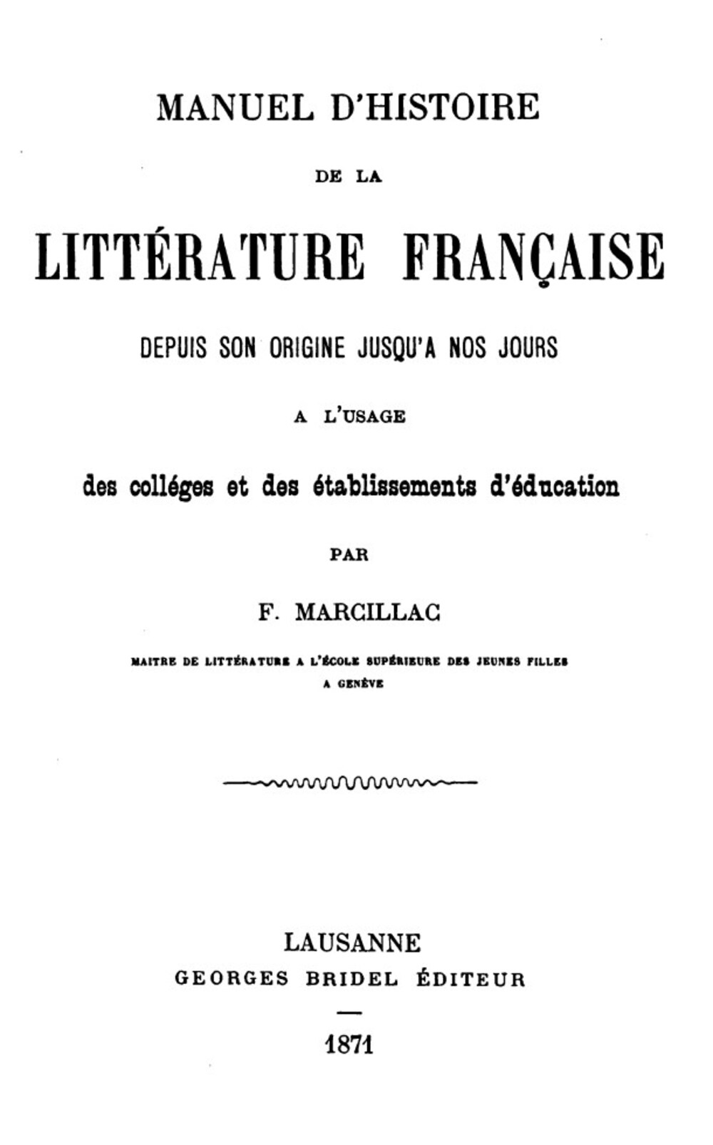 Cover für Manuel d'histoire de la littérature franca̧ise