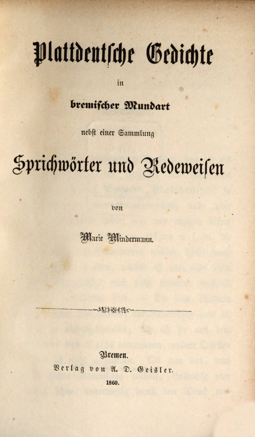 Cover für Plattdeutsche Gedichte in bremischer Mundart