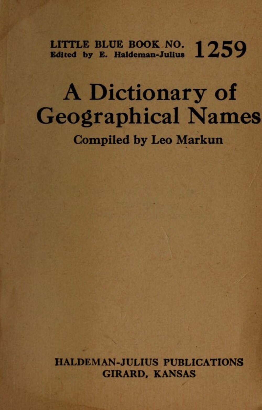 Cover für A dictionary of geographical names