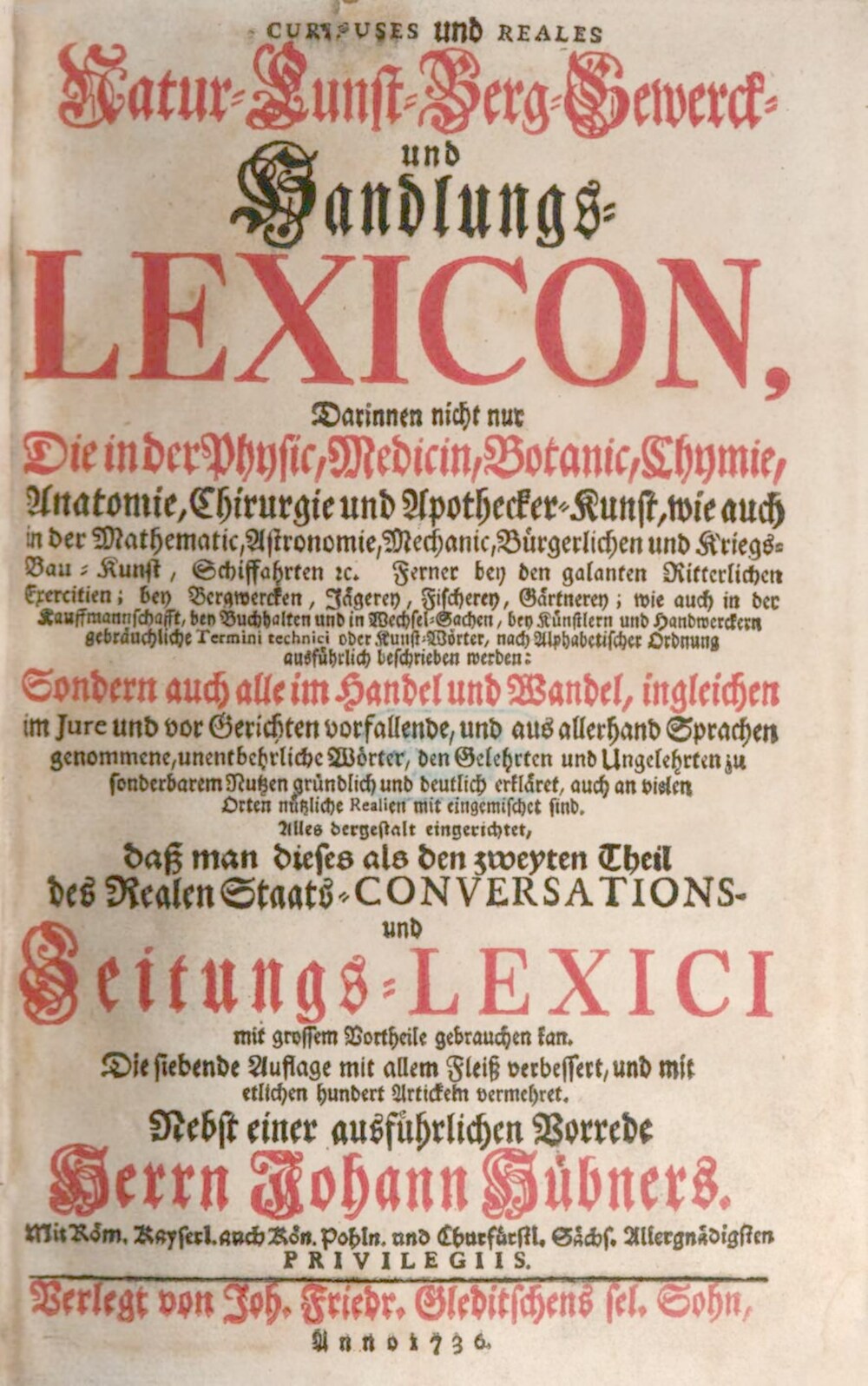 Cover für Curieuses und reales Natur- Kunst- Berg- Gewerck- und Handlungs-Lexicon