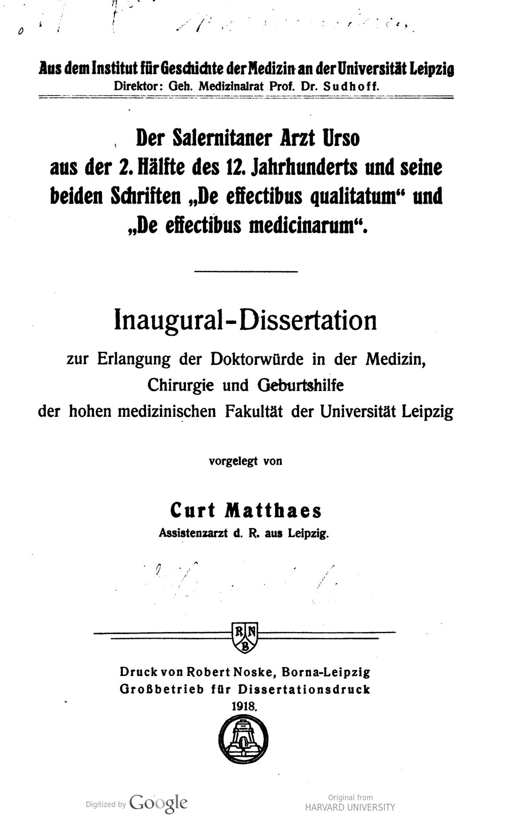 Cover für De effectibus medicinarum