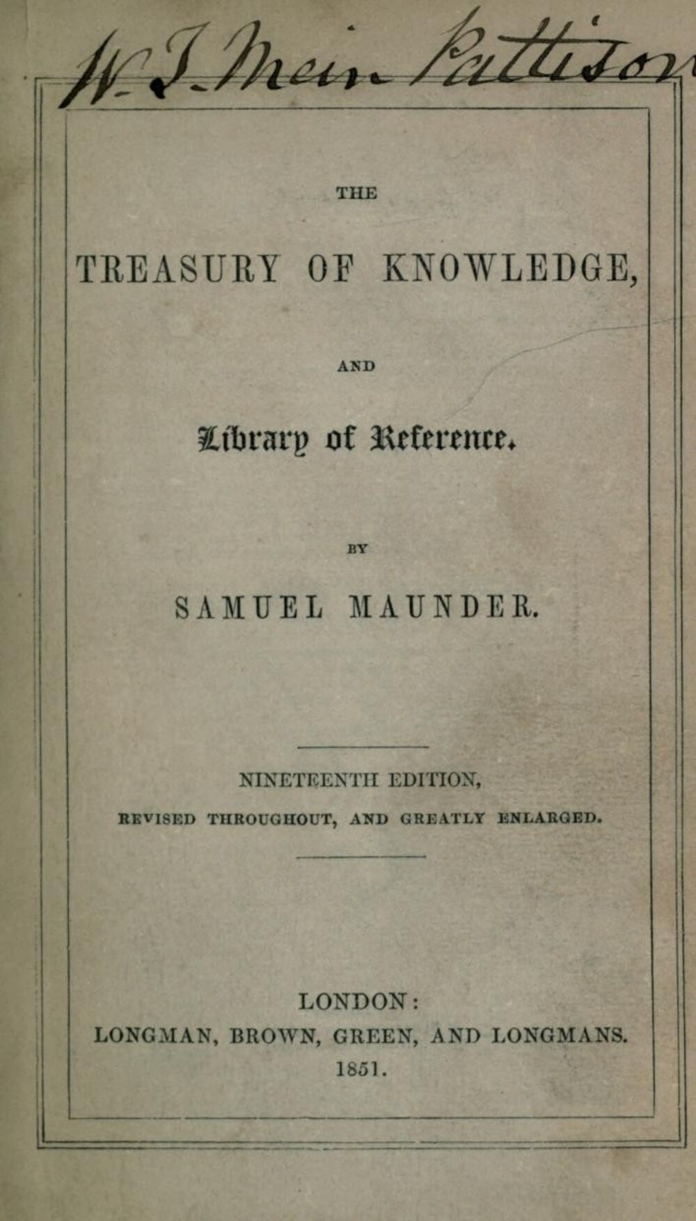 Cover für The treasury of knowledge, and library of reference