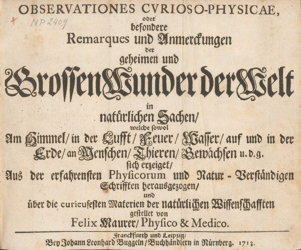 Cover für Observationes curioso-physicae