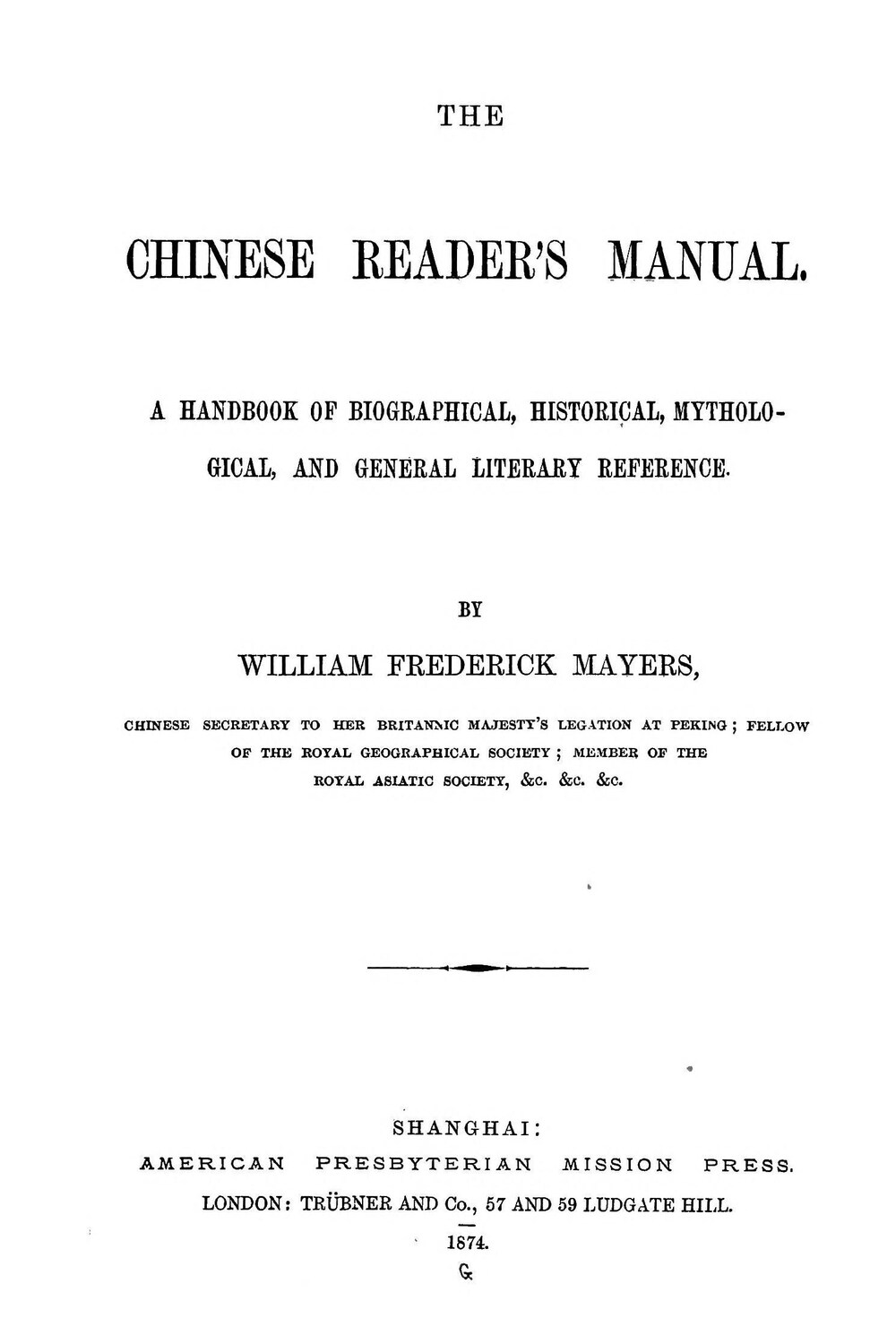Cover für The chinese reader's manual