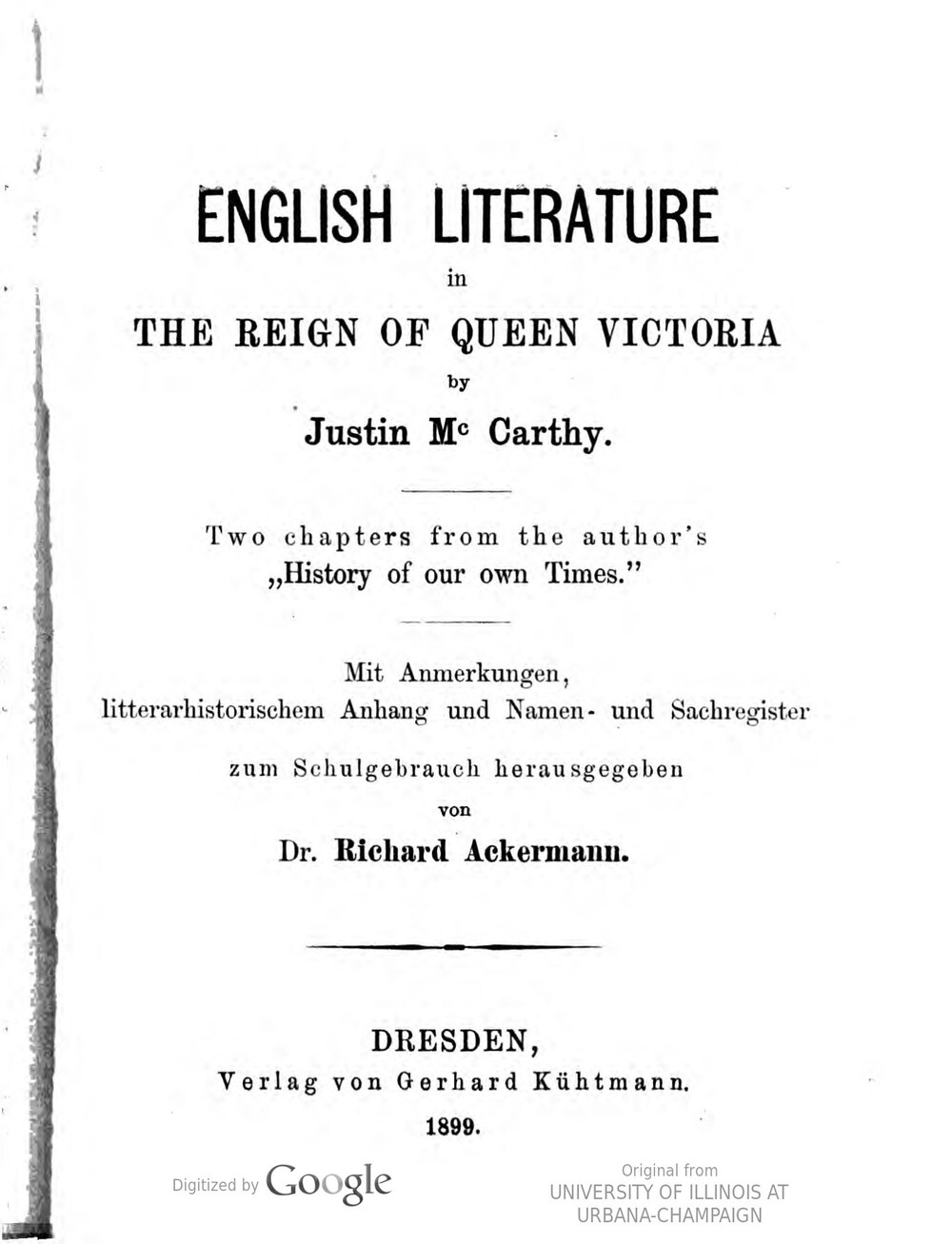 Cover für English literature in the reign of Queen Victoria