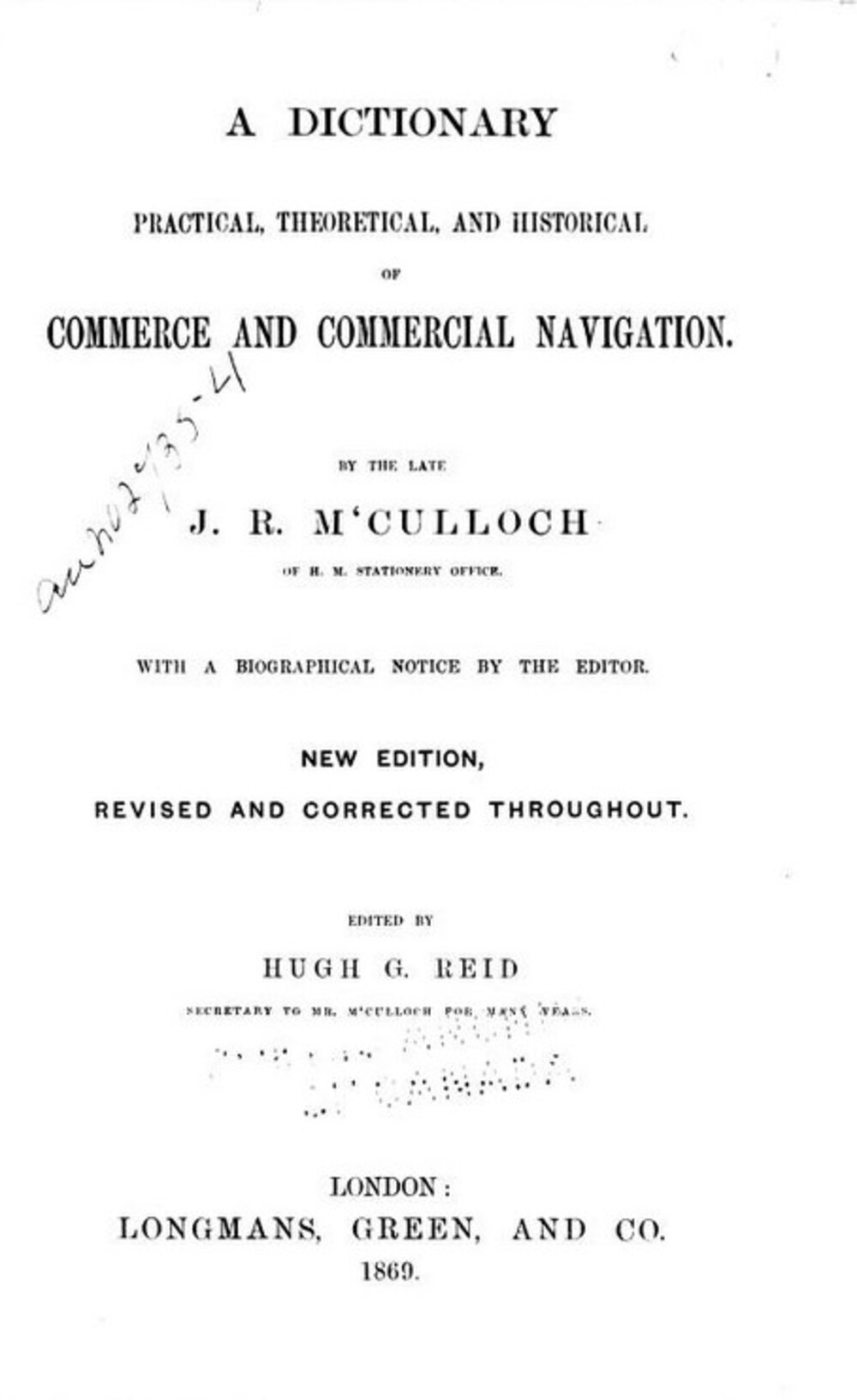 Cover für A dictionary, practical, theoretical and historical, of commerce and commercial navigation