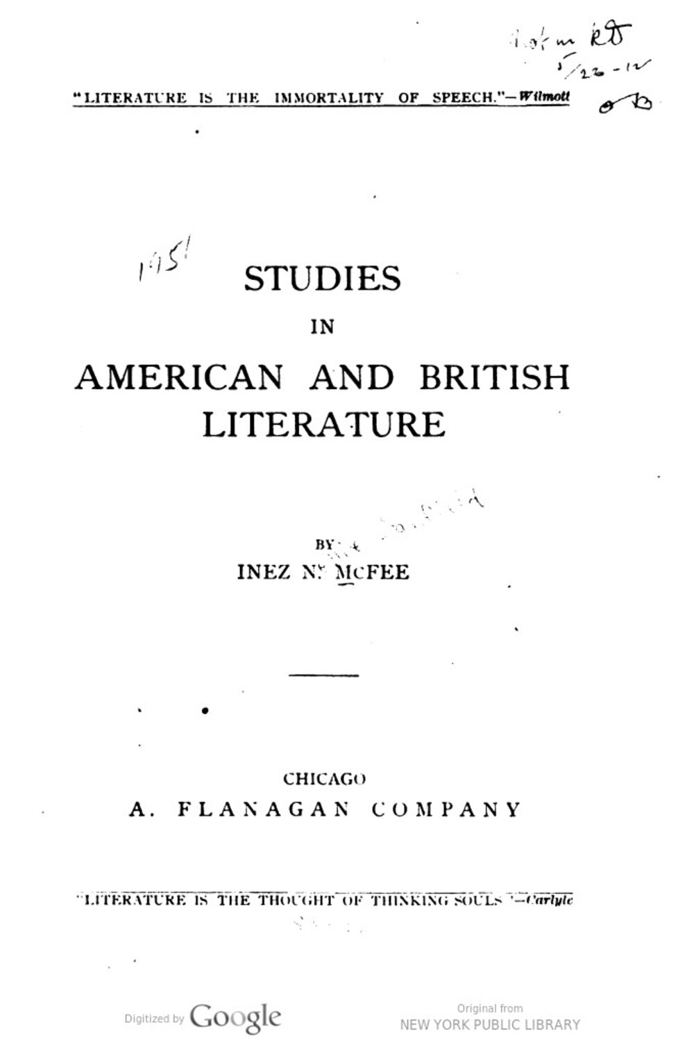 Cover für Studies in American and British literature