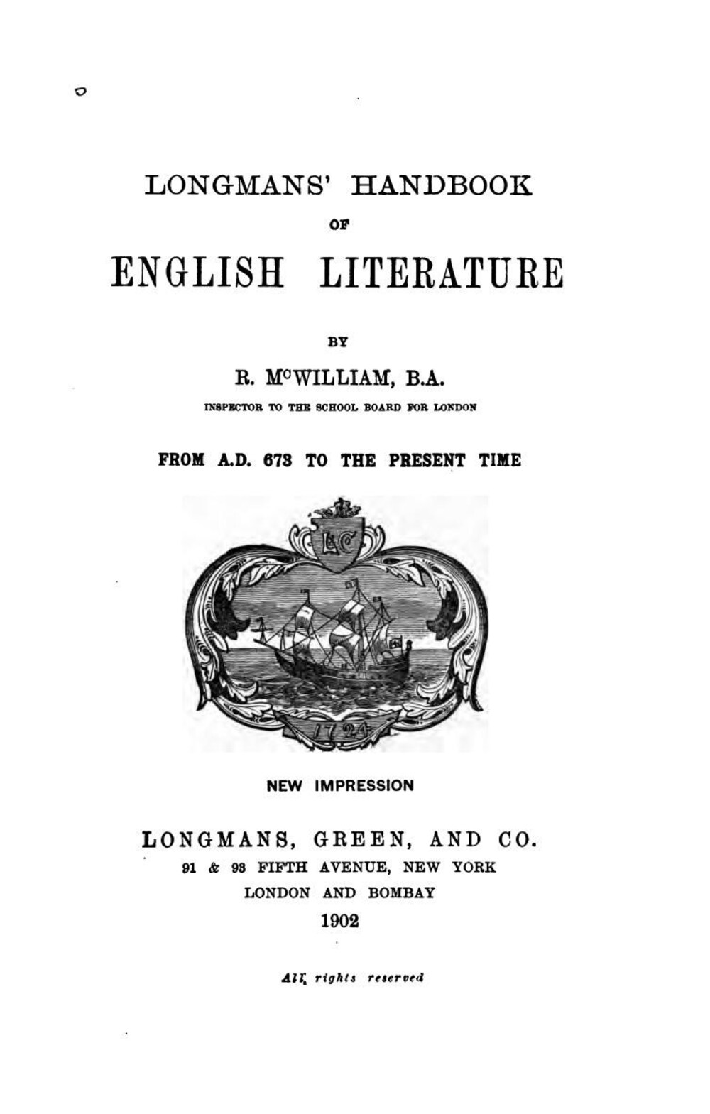 Cover für Longmans' handbook of English literature