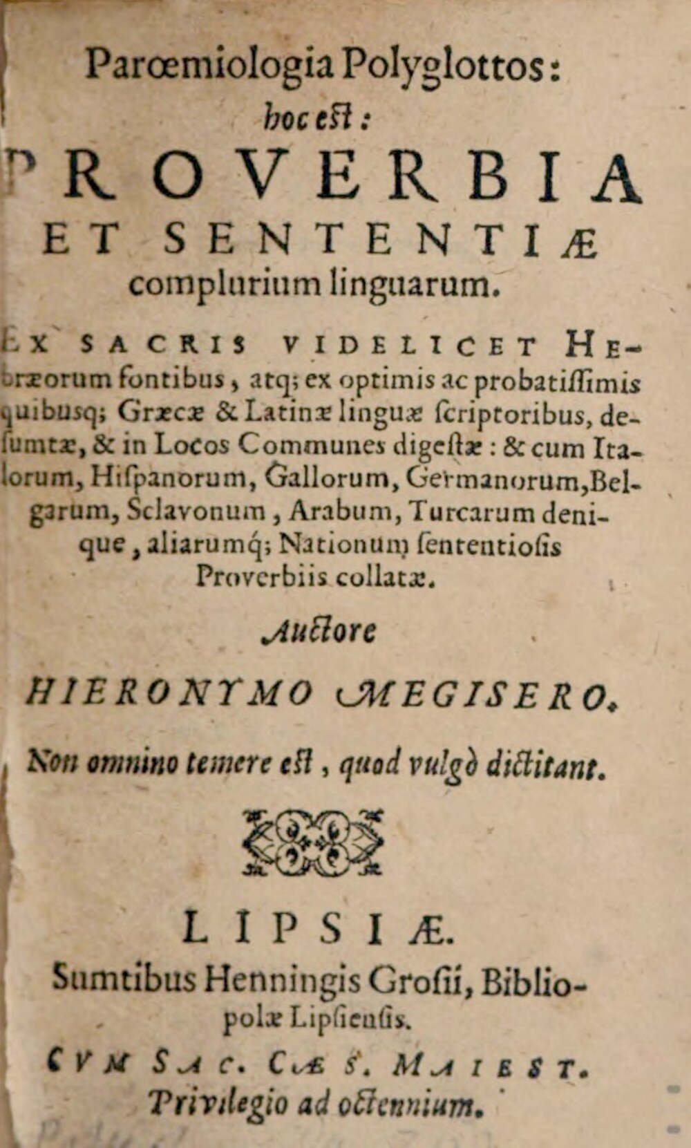 Cover für Paroemiologia Polyglottos