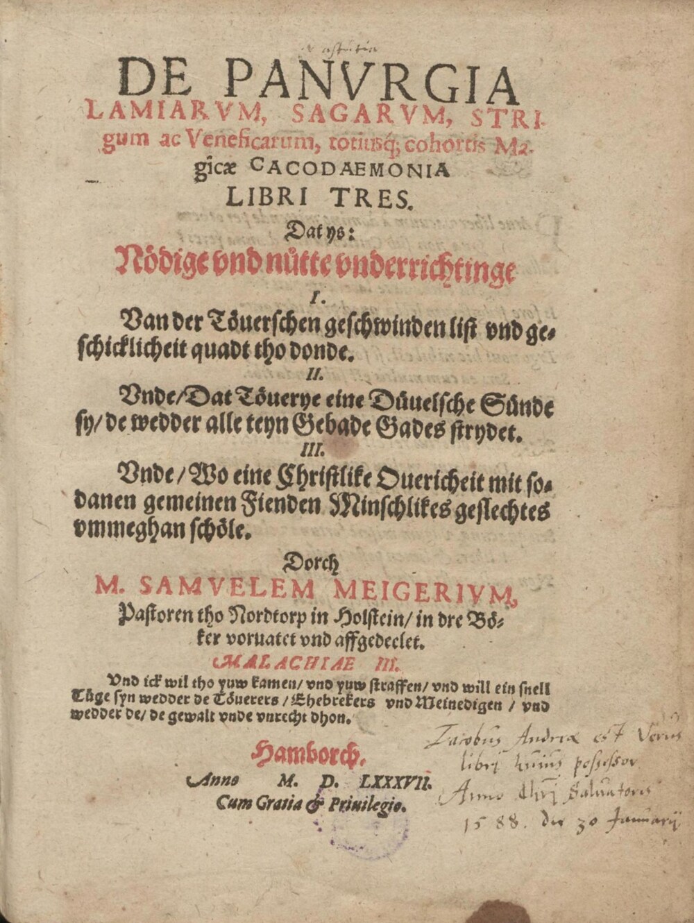 Cover für De panurgia lamiarum, sagarum, strigum ac veneficarum, totiusque cohortis magicæ cacodaemonia libri tres