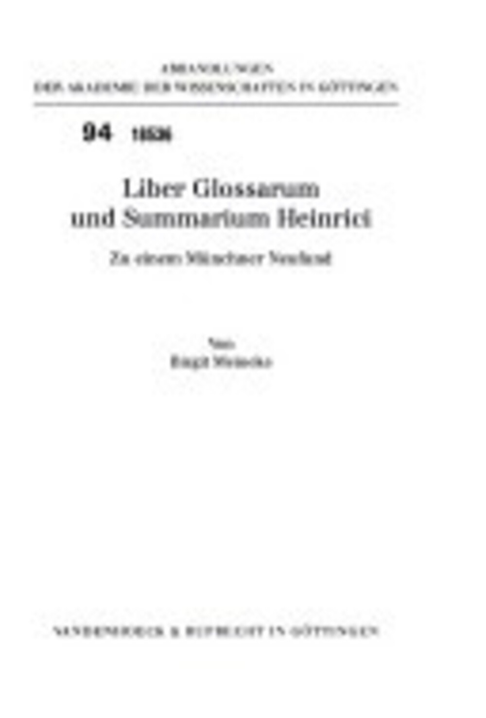 Cover für Liber Glossarum und Summarium Heinrici
