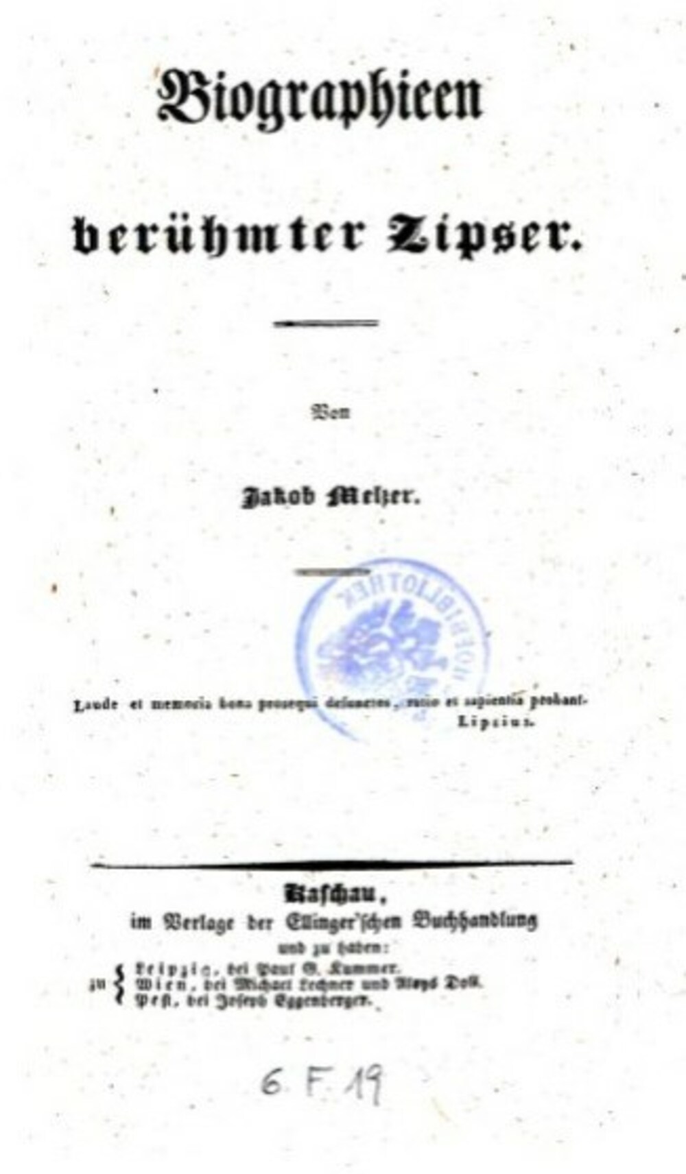 Cover für Biographieen berühmter Zipser
