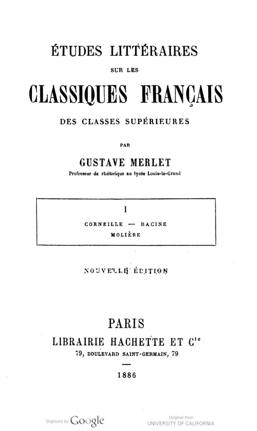 Cover für Études littéraires sur les classiques français des classes supérieures