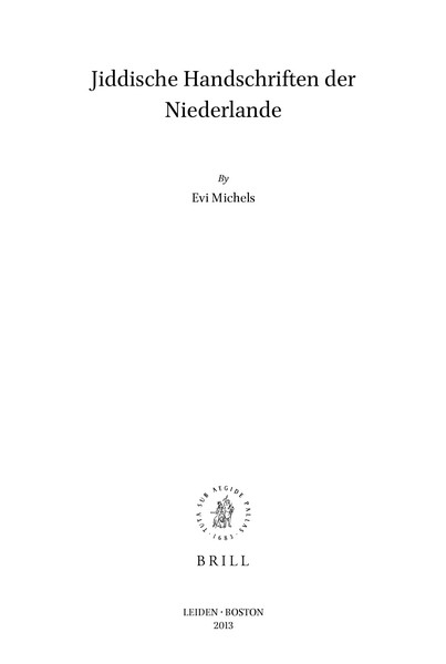 Cover für Jiddische Handschriften der Niederlande