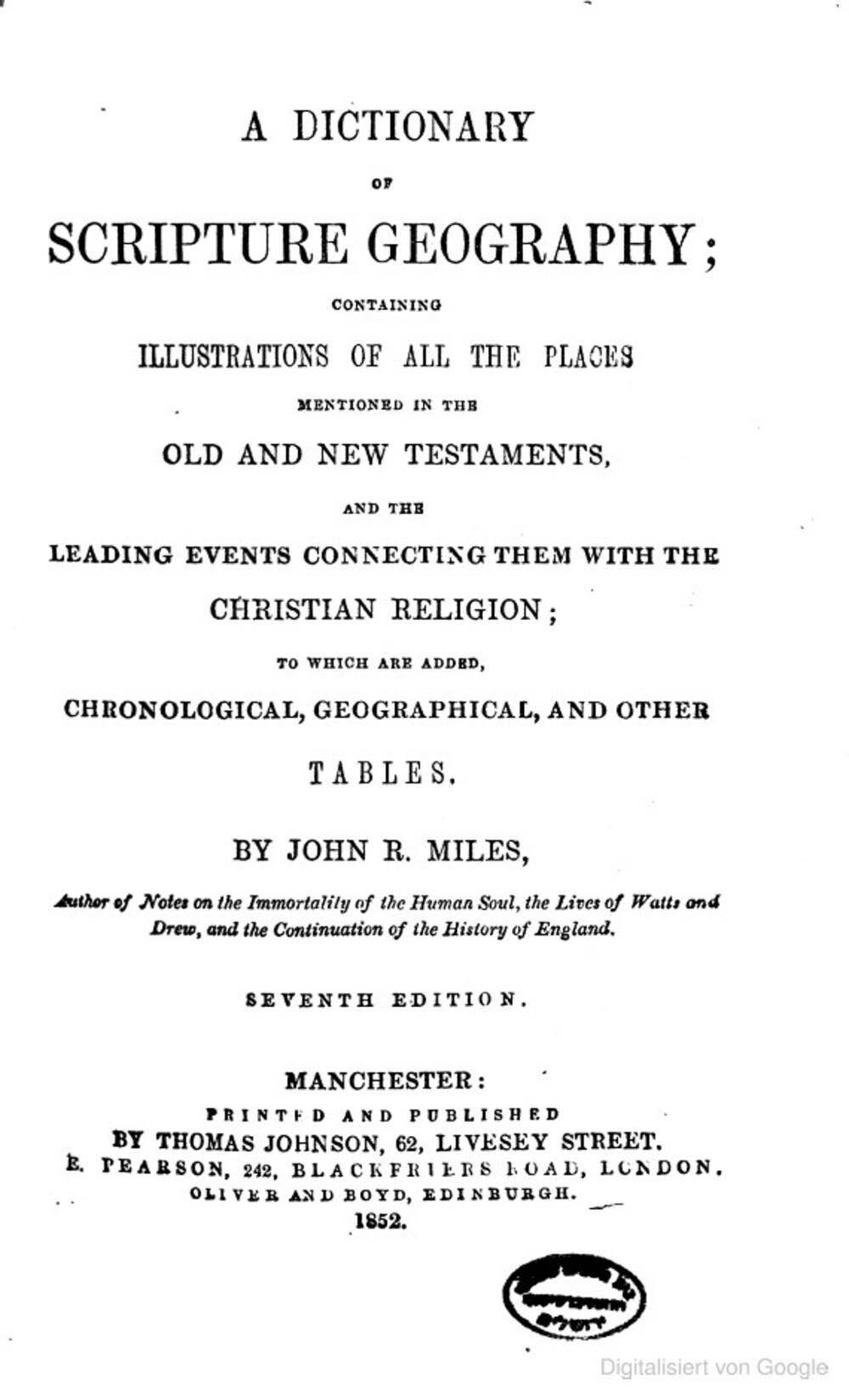 Cover für A dictionary of scripture geography