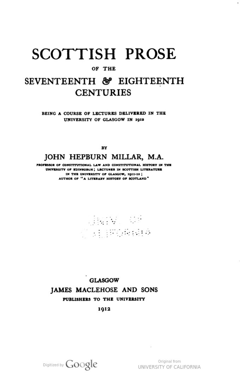 Cover für Scottish prose of the seventeenth & eighteenth centuries