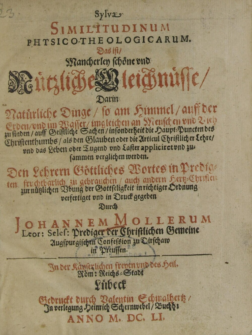 Cover für Sylva Similitudinum Physico-Theologicarum