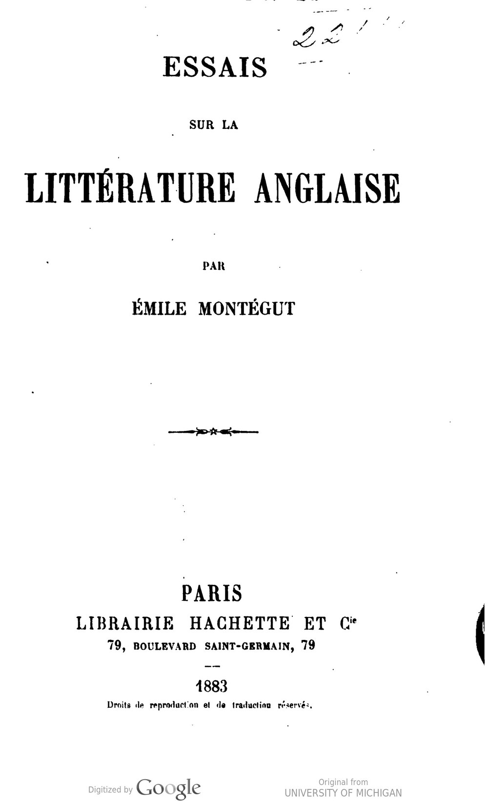 Cover für Essais sur la littérature anglaise