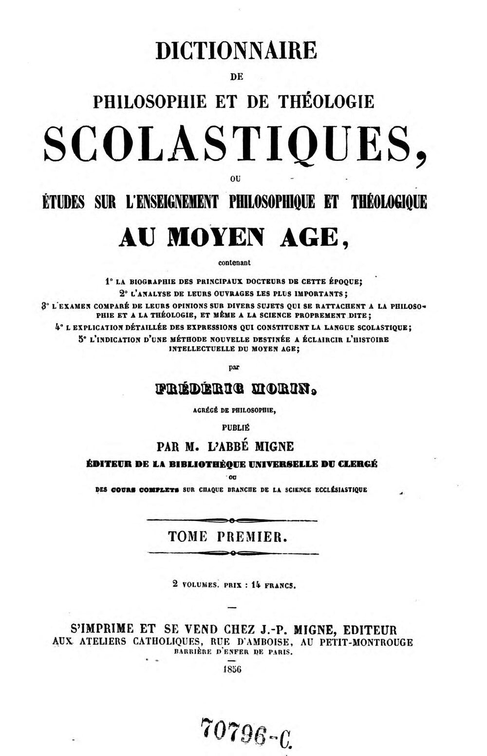 Cover für Dictionnaire de philosophie et de théologie scolastiques