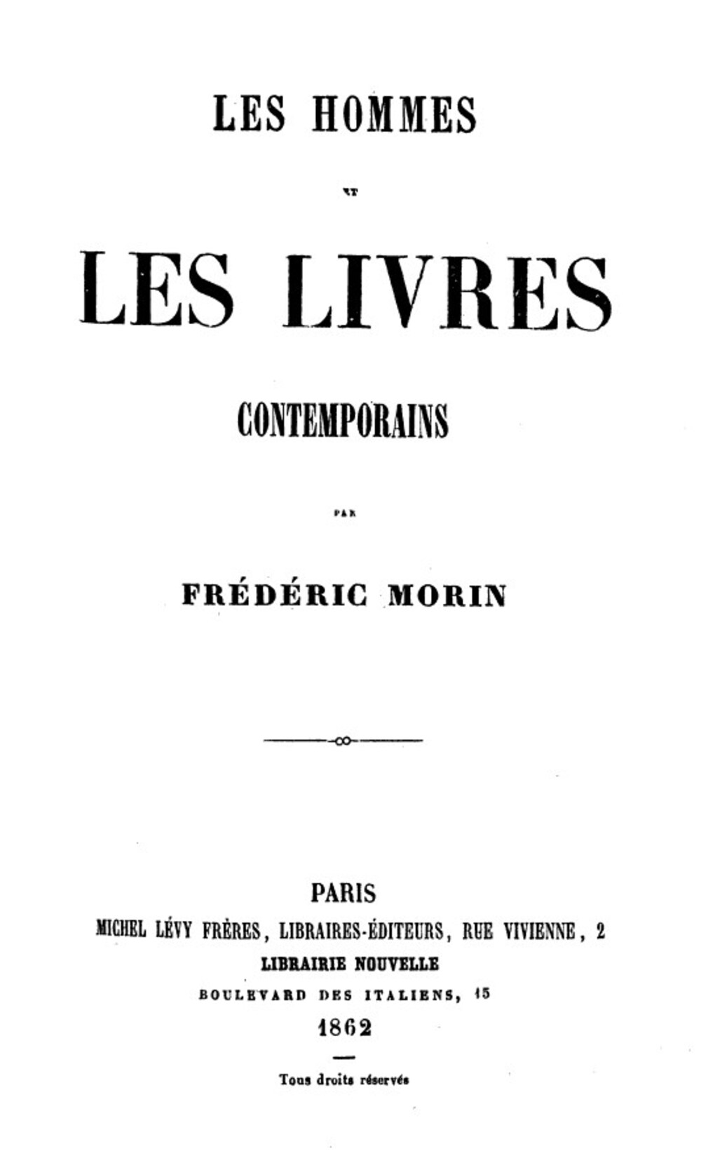 Cover für Les hommes et les livres contemporains