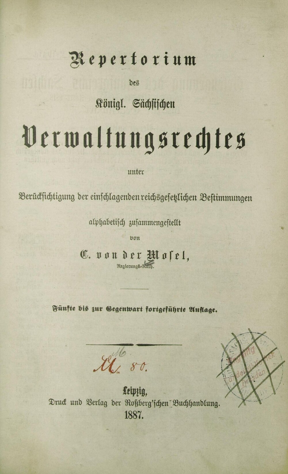 Cover für Repertorium des Königl. Sächsischen Verwaltungsrechtes