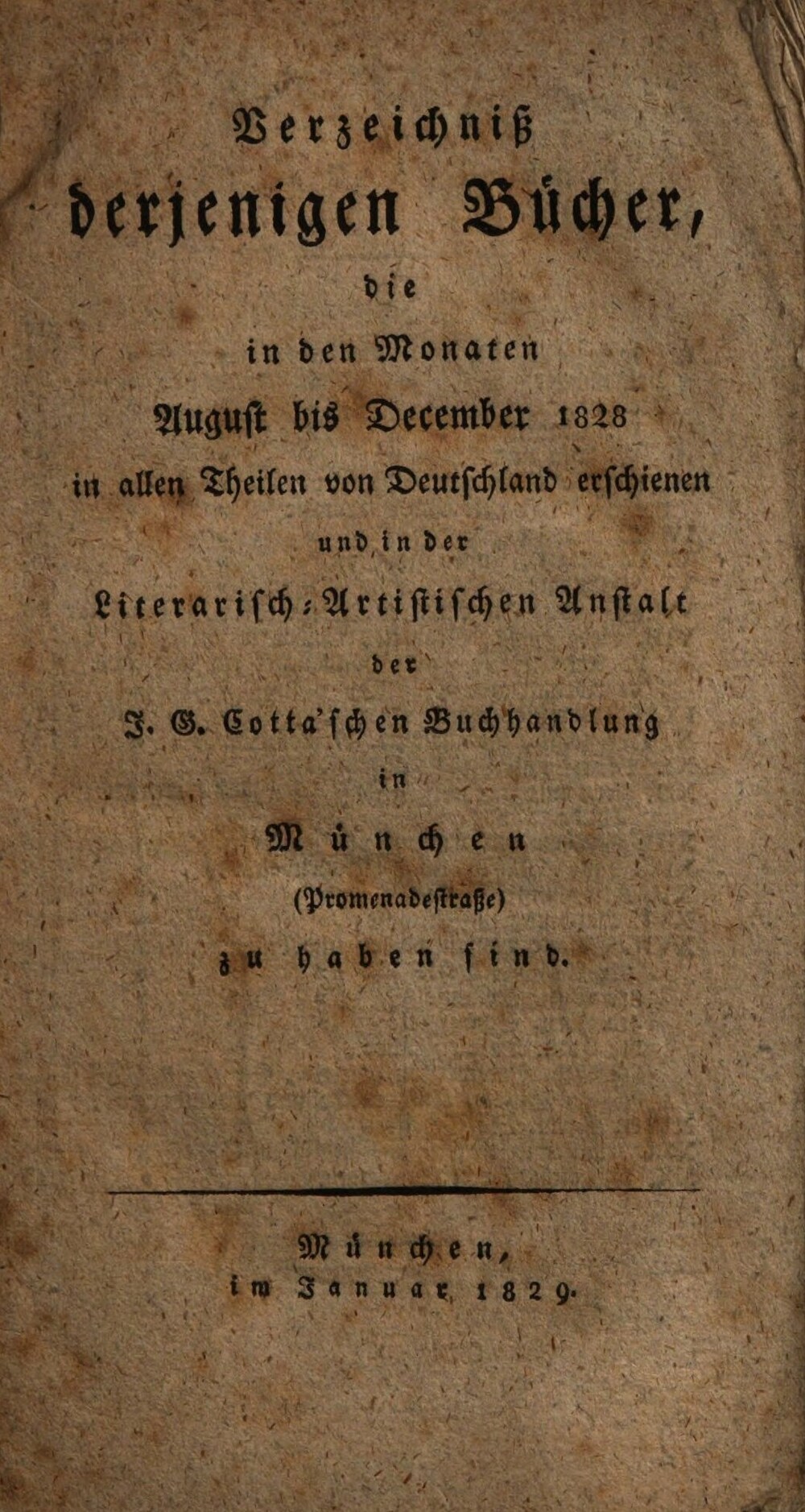 Cover für Verzeichniß derjenigen Bücher