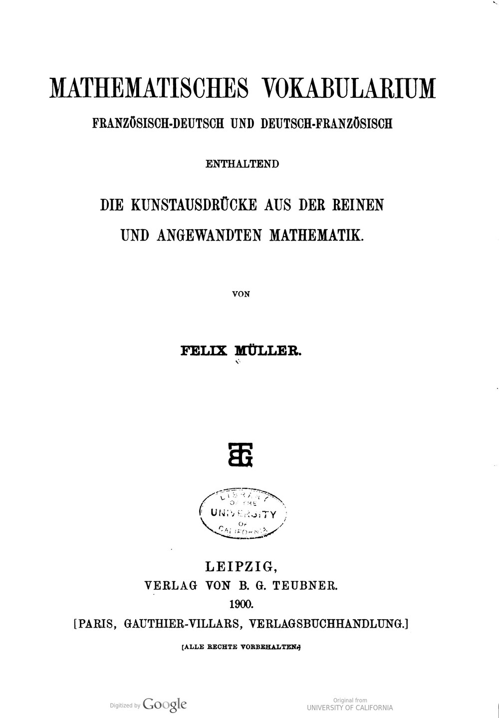 Cover für Mathematisches Vokabularium