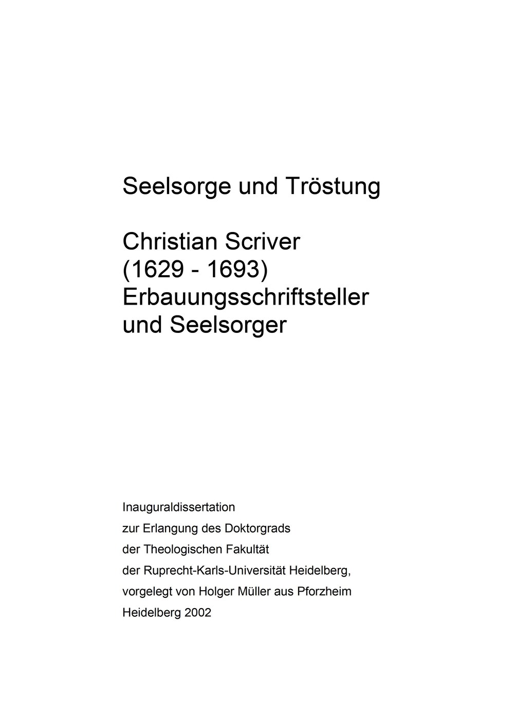 Cover für Seelsorge und Tröstung