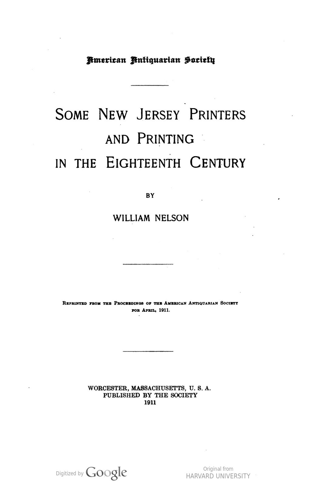 Cover für Some New Jersey printers and printing in the eighteenth century