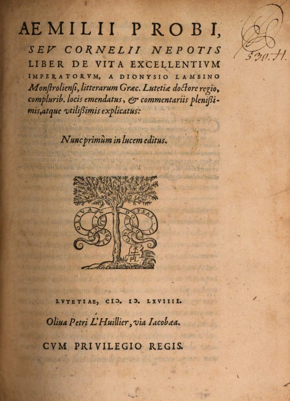 Cover für Aemilii Probi, seu Cornelii Nepotis liber de vita excellentium imperatorum