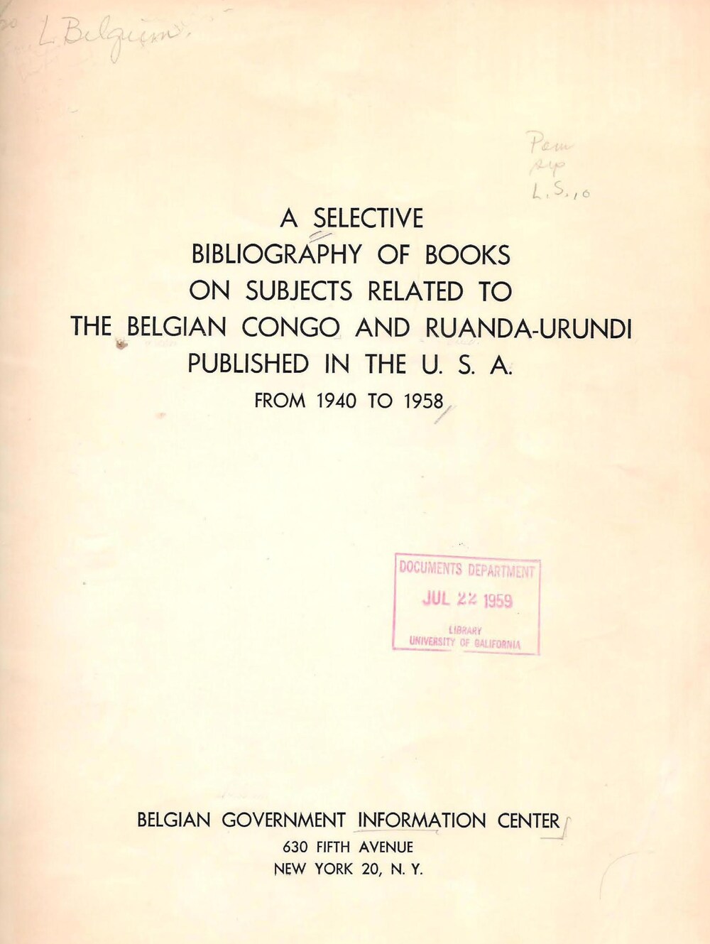 Cover für A bibliography of books on subjects related to Belgium