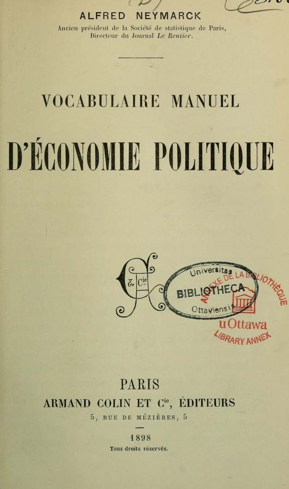 Cover für Vocabulaire manuel d'économie politique