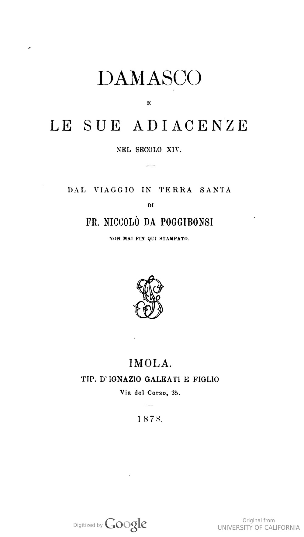 Cover für Damasco e le sue adiacenze nel secolo XIV