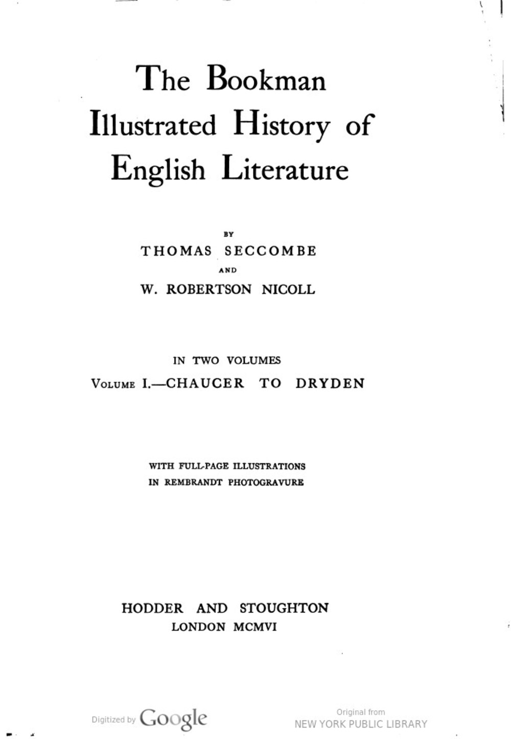 Cover für The Bookman illustrated history of English literature