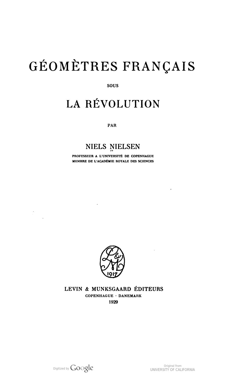 Cover für Géomètres français sous la Révolution