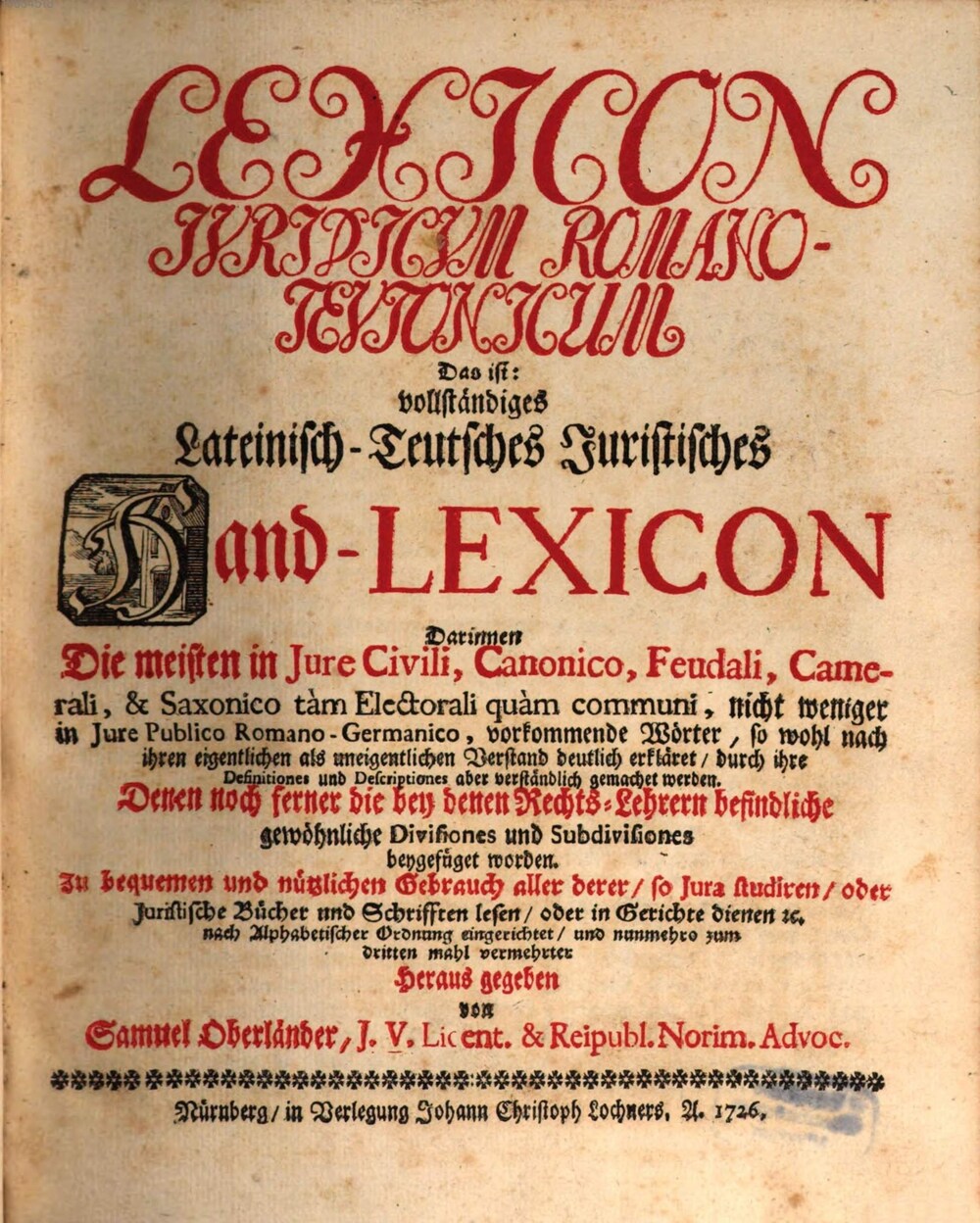 Cover für Lexicon juridicum Romano-Teutonicum